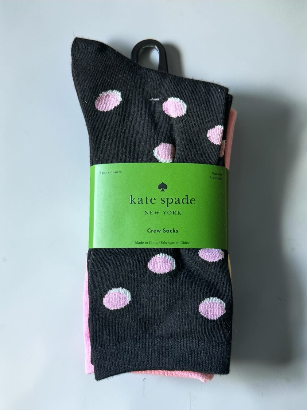 kate spade Black Crew Socks with Pink Polka Dots - Pack